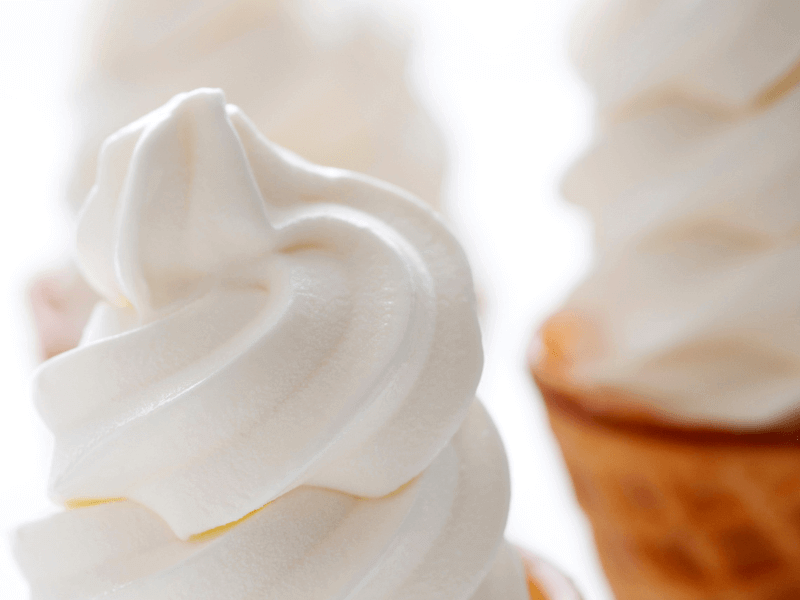 close up of the top of a vanilla soft serve